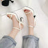 Luxury Square Toe Cross Strap Heels